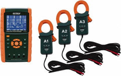 Extech - 3 Phase, 600 VAC, 0.01 to 1,200 Amp Capability, 45 to 65 Hz Calibration, LCD Display Power Meter - 0.5 Current Accuracy, 0.5 Voltage Accuracy - A1 Tooling