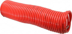 PRO-SOURCE - 3/8" ID, 3/8 Thread, 50' Long, Red Nylon Coiled & Self Storing Hose - 225 Max psi, Male Swivel x Male Swivel - A1 Tooling