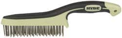 Hyde Tools - 1-1/8 Inch Trim Length Stainless Steel Scratch Brush - 6" Brush Length, 11-3/4" OAL, 1-1/8" Trim Length, Plastic with Rubber Overmold Ergonomic Handle - A1 Tooling