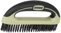 Hyde Tools - 1-1/8 Inch Trim Length Steel Scratch Brush - 8" Brush Length, 8" OAL, 1-1/8" Trim Length, Plastic with Rubber Overmold Ergonomic Handle - A1 Tooling