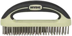 Hyde Tools - 1-1/8 Inch Trim Length Stainless Steel Scratch Brush - 8" Brush Length, 8" OAL, 1-1/8" Trim Length, Plastic with Rubber Overmold Ergonomic Handle - A1 Tooling