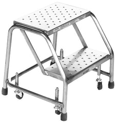 Ballymore - 19" 2 Step Ladder - Rolling Safety Ladder, 450 Lb Capacity, 19" Platform Height, 20" Base Width x 19" Base Depth, Perforated Tread - A1 Tooling