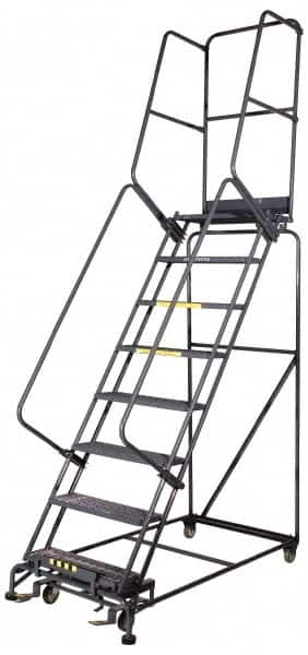 Ballymore - 153" 12 Step Ladder - Rolling Safety Ladder, 450 Lb Capacity, 120" Platform Height, 40" Base Width x 87" Base Depth, Perforated Tread - A1 Tooling