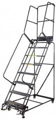 Ballymore - 145" 10 Step Ladder - Rolling Safety Ladder, 450 Lb Capacity, 100" Platform Height, 34" Base Width x 74" Base Depth, Grip Strut - A1 Tooling