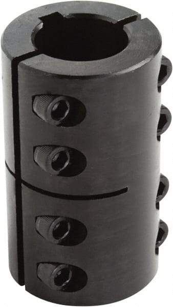 Climax Metal Products - 8mm Inside x 24mm Outside Diam, Two Piece Rigid Coupling with Keyway - 35mm Long x 2mm Keyway Width x 1.2mm Keyway Depth - A1 Tooling