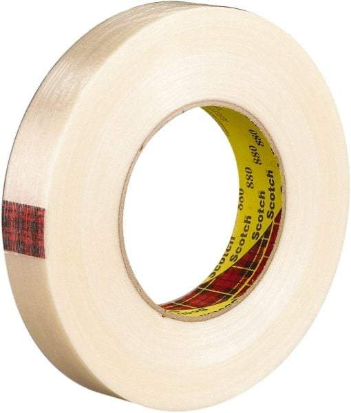 3M - 18mm x 55m Translucent Rubber Adhesive Strapping Tape - Polyester Yarn Filament-Reinforced Backing, 7.7 mil Thick, 270 Lb Tensile Strength, Series 880 - A1 Tooling