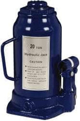 Value Collection - 20 Ton Capacity Side Pump Bottle Jack - 9-1/2" to 18-5/8" High, 6" Piston Stroke, 3-1/8" Screw Length, 1-1/2" Screw Diam, 2.2" Plunger Diam, 6-1/4" Long x 5-7/8" Wide Base - A1 Tooling