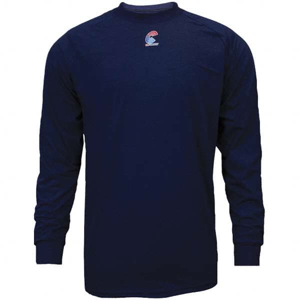 National Safety Apparel - Size L Navy Blue Flame Resistant/Retardant Long Sleeve Base Layer Shirt - Exact Industrial Supply