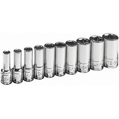 SK - 1/4" Drive Semi-Deep Socket Set - 3/16 to 9/16", Inch Measurement Standard - A1 Tooling