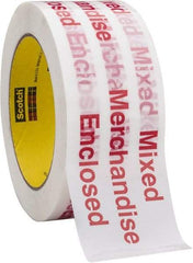 3M - 2" x 110 Yd Red & White Rubber Adhesive Packaging Tape - Polypropylene Film Backing, 1.9 mil Thick, 35 Lb Tensile Strength, Series 3775 - A1 Tooling