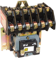 Square D - No Enclosure, 6 Pole, Electrically Held Lighting Contactor - 20 A (Tungsten), 30 A (Fluorescent), 277 VAC at 60 Hz, 6NO Contact Configuration - A1 Tooling