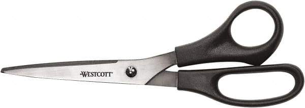 Westcott - 3-19/64" LOC, 8" OAL Stainless Steel Standard Standard - Plastic Straight Handle, For General Purpose Use - A1 Tooling