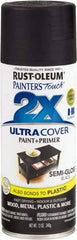 Rust-Oleum - Black, Semi Gloss, Enamel Spray Paint - 8 Sq Ft per Can, 12 oz Container, Use on Multipurpose - A1 Tooling