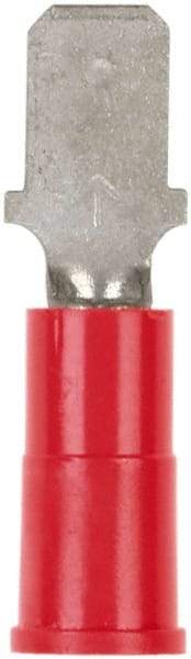 3M - 22 to 18 AWG, Vinyl, Partially Insulated, Male Wire Disconnect - 3/16 Inch Wide Tab, Red - A1 Tooling