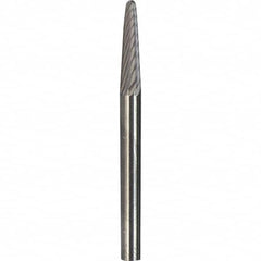 Made in USA - 6mm Cut Diam, 0.2362" Shank Diam, Cone Head Diamond Cut Burr - Carbide, 16mm LOC, 50mm OAL - A1 Tooling