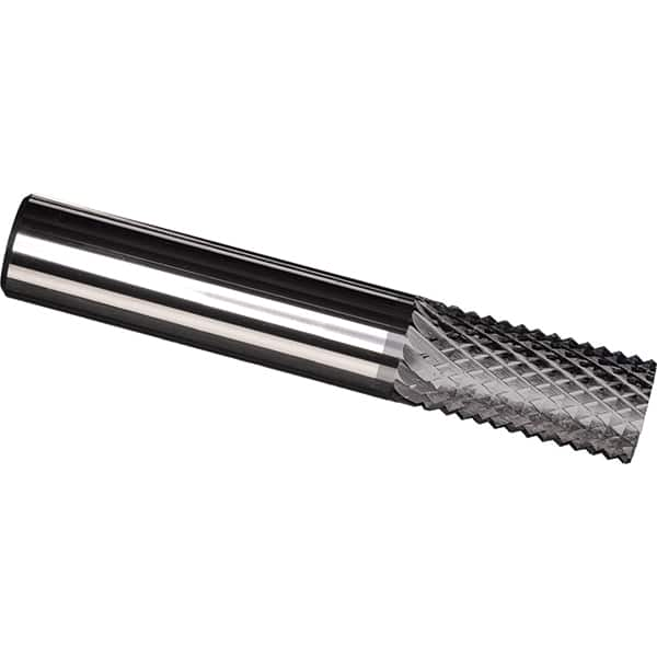 Made in USA - 1/4" Diam, 1" LOC, Plain End, Solid Carbide Diamond Pattern Router Bit - Right Hand Cut, 3" OAL, 1/4" Shank Diam, Use on Carbon & Honeycomb, Carbon Fiber, Composite, Fiberglass, Graphite - A1 Tooling