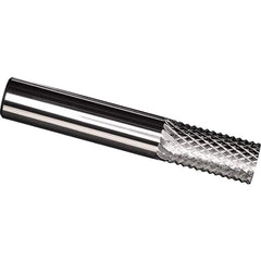 Made in USA - 1/4" Diam, 3/4" LOC, Plain End, Solid Carbide Diamond Pattern Router Bit - Right Hand Cut, 3" OAL, 1/4" Shank Diam, Use on Carbon & Honeycomb, Carbon Fiber, Composite, Fiberglass, Graphite - A1 Tooling