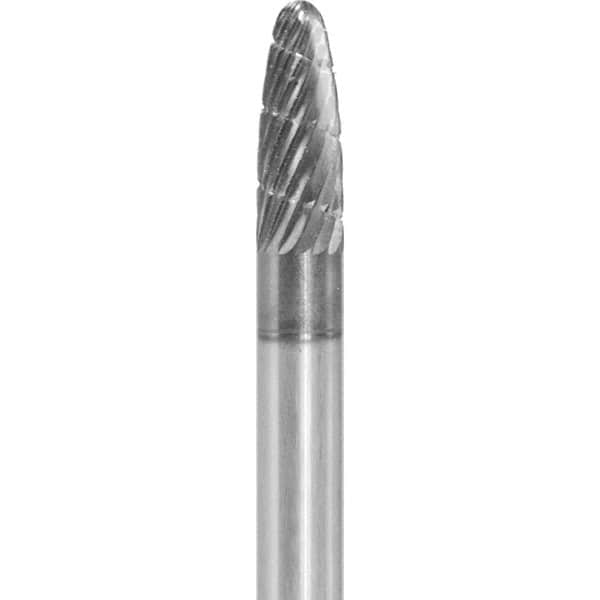 Made in USA - 1/4" Cut Diam, 1/4" Shank Diam, Tree with Radius Head Fastmill Cut Burr - Carbide, 5/8" LOC, 2" OAL - A1 Tooling