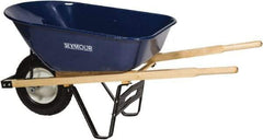 SEYMOUR-MIDWEST - 6 Cu Ft Capacity Wheelbarrow with 8" Pneumatic Wheel - Wood Handle, 59-3/4" Long x 25" Wide x 13-1/4" High, Blue - A1 Tooling