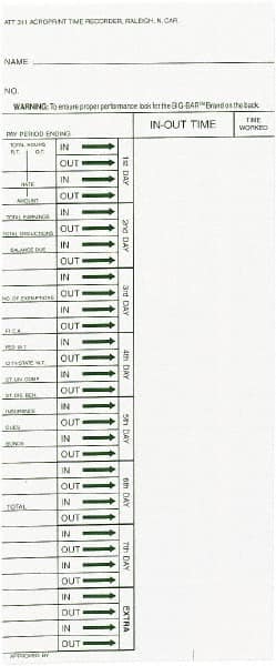 Acroprint Time Recorder - 1-3/4" High x 4-1/5" Wide Weekly Time Cards - White, Use with Acroprint ATR240, ATR360 - A1 Tooling