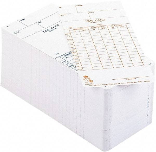 Acroprint Time Recorder - 3-2/5" High x 3-2/5" Wide Weekly/Bi-Weekly/Twice Monthly Time Cards - White, Use with Acroprint Model ATR120 - A1 Tooling