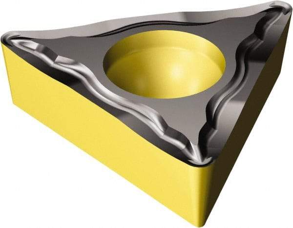 Sandvik Coromant - TCMT21.52 UM Grade 4325 Carbide Turning Insert - TiCN/Al2O3/TiN Finish, 60° Triangle, 1/4" Inscr Circle, 3/32" Thick, 1/32" Corner Radius - A1 Tooling