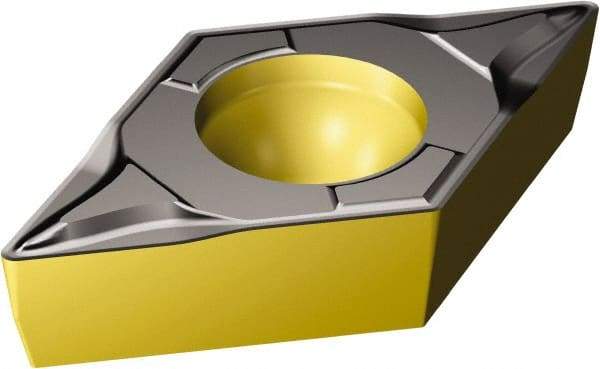 Sandvik Coromant - DCMT32.51 KM Grade 3225 Carbide Turning Insert - TiCN/AI2O3/TiN Finish, 55° Diamond, 3/8" Inscr Circle, 5/32" Thick, 1/64" Corner Radius - A1 Tooling