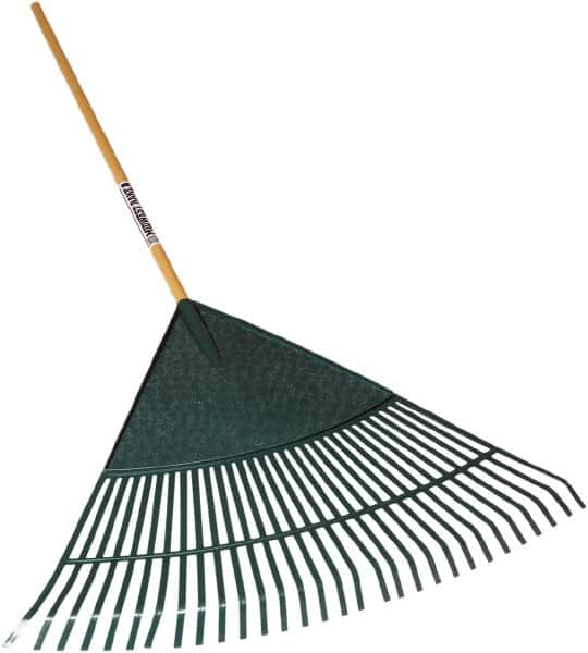 SEYMOUR-MIDWEST - Leaf Rake with 48" Straight Wood Handle - 1/2" Blade Width, 30 Tines, 21" Tine Length - A1 Tooling