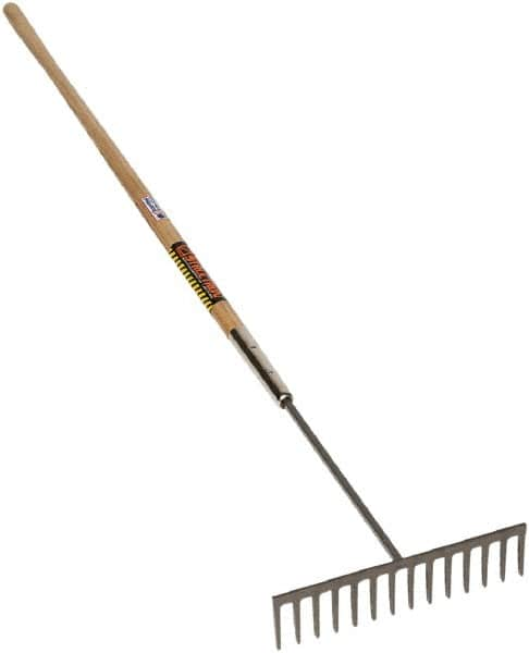 SEYMOUR-MIDWEST - Asphalt Rake with 60" Straight Wood Handle - 1/2" Blade Width, 14 Tines, 3-1/2" Tine Length - A1 Tooling