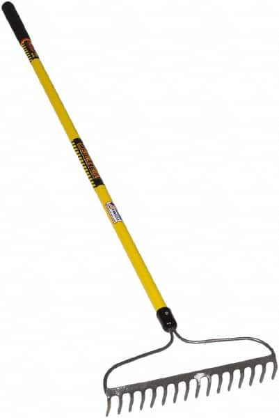 SEYMOUR-MIDWEST - Bow Rake with 60" Straight Fiberglass Handle - 1/2" Blade Width, 16 Tines, 3" Tine Length - A1 Tooling