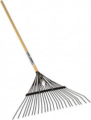 SEYMOUR-MIDWEST - Leaf Rake with 54" Straight Wood Handle - 1/2" Blade Width, 24 Tines, 10" Tine Length - A1 Tooling