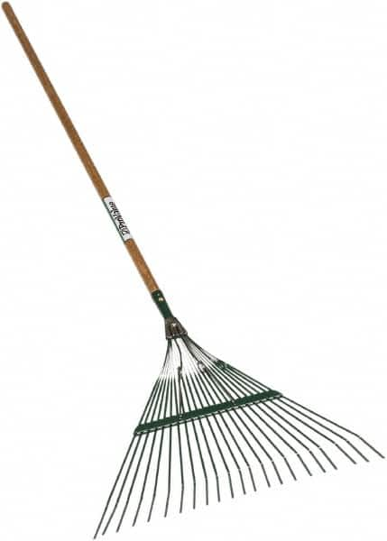 SEYMOUR-MIDWEST - Leaf Rake with 48" Straight Wood Handle - 1/2" Blade Width, 22 Tines, 16" Tine Length - A1 Tooling