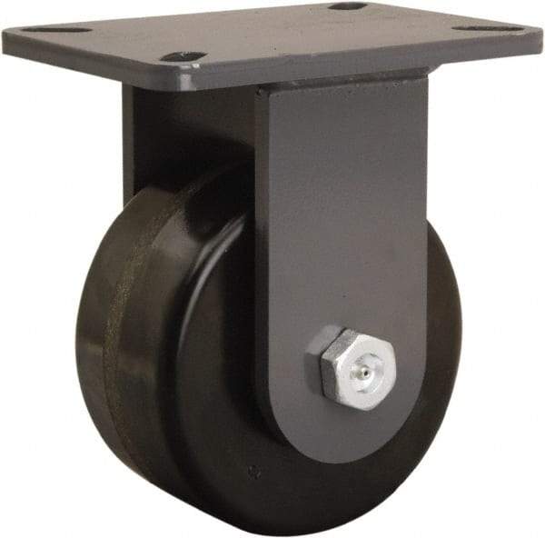 Hamilton - 6" Diam x 3" Wide x 8" OAH Top Plate Mount Rigid Caster - Phenolic, 2,000 Lb Capacity, Straight Roller Bearing, 5-1/4 x 7-1/4" Plate - A1 Tooling