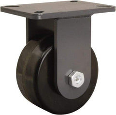 Hamilton - 6" Diam x 3" Wide x 8" OAH Top Plate Mount Rigid Caster - Phenolic, 2,000 Lb Capacity, Tapered Roller Bearing, 5-1/4 x 7-1/4" Plate - A1 Tooling