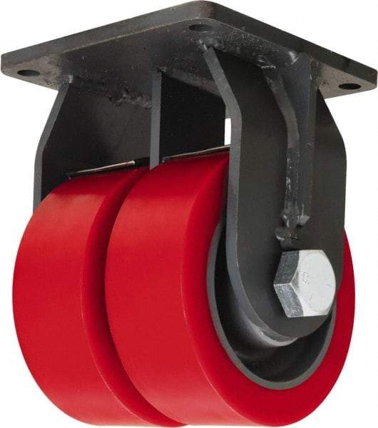 Hamilton - 12" Diam x 4" Wide x 15-1/2" OAH Top Plate Mount Dual Rigid Caster - Polyurethane Mold on Forged Steel, 14,400 Lb Capacity, Tapered Roller Bearing, 8-1/2 x 8-1/2" Plate - A1 Tooling