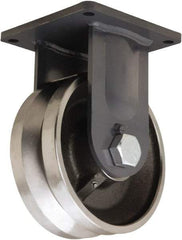 Hamilton - 10" Diam x 4" Wide, Forged Steel Rigid Caster - 16,000 Lb Capacity, Top Plate Mount, 8-1/2" x 8-1/2" Plate, Tapered Roller Bearing - A1 Tooling