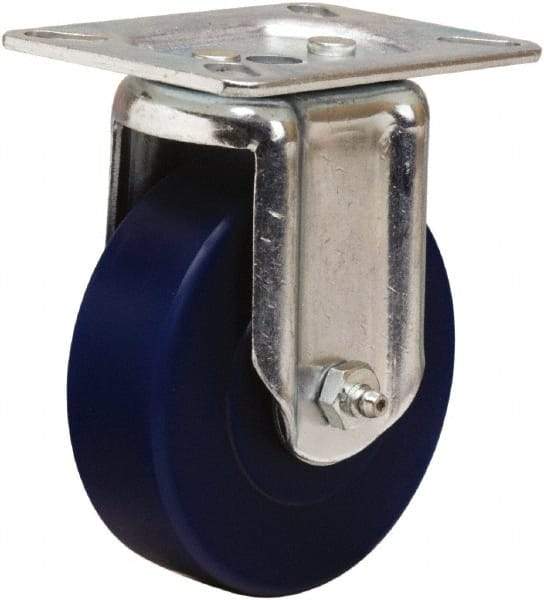 Hamilton - 4" Diam x 1-1/4" Wide x 5-1/16" OAH Top Plate Mount Rigid Caster - Polyurethane, 400 Lb Capacity, Straight Roller Bearing, 3-1/8 x 4-1/8" Plate - A1 Tooling