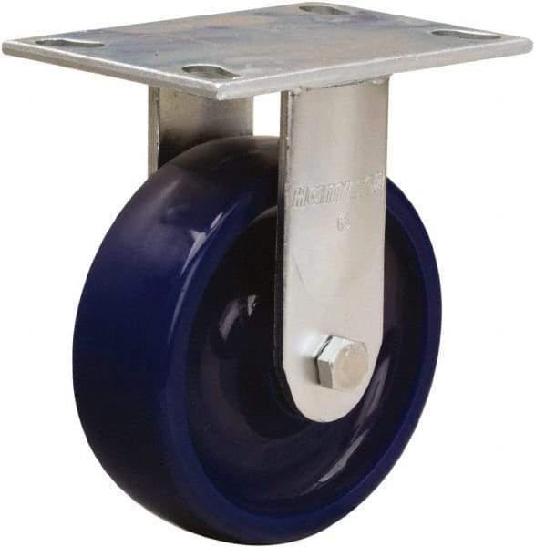 Hamilton - 6" Diam x 2" Wide x 7-1/2" OAH Top Plate Mount Rigid Caster - Polyurethane, 900 Lb Capacity, Sealed Precision Ball Bearing, 4-1/2 x 6-1/4" Plate - A1 Tooling