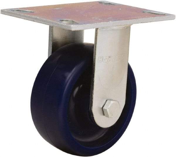 Hamilton - 5" Diam x 2" Wide x 6-1/2" OAH Top Plate Mount Rigid Caster - Polyurethane, 900 Lb Capacity, Sealed Precision Ball Bearing, 4-1/2 x 6-1/4" Plate - A1 Tooling