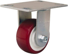 Hamilton - 4" Diam x 2" Wide x 5-5/8" OAH Top Plate Mount Rigid Caster - Polyurethane Mold on Polypropylene, 500 Lb Capacity, Straight Roller Bearing, 4-1/2 x 6-1/4" Plate - A1 Tooling