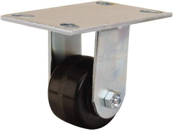 Hamilton - 3-1/4" Diam x 2" Wide x 5-1/4" OAH Top Plate Mount Rigid Caster - Phenolic, 700 Lb Capacity, Straight Roller Bearing, 4-1/2 x 6-1/4" Plate - A1 Tooling