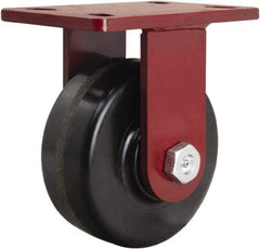 Hamilton - 6" Diam x 2-1/2" Wide x 7-1/2" OAH Top Plate Mount Rigid Caster - Phenolic, 1,800 Lb Capacity, Tapered Roller Bearing, 5 x 7" Plate - A1 Tooling