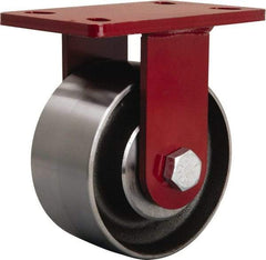 Hamilton - 6" Diam x 3" Wide x 7-1/2" OAH Top Plate Mount Rigid Caster - Forged Steel, 2,200 Lb Capacity, Tapered Roller Bearing, 5 x 7" Plate - A1 Tooling