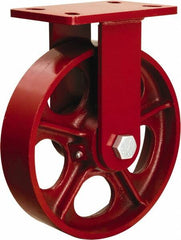 Hamilton - 10" Diam x 2-1/2" Wide x 11-1/2" OAH Top Plate Mount Rigid Caster - Cast Iron, 2,200 Lb Capacity, Tapered Roller Bearing, 5 x 7" Plate - A1 Tooling