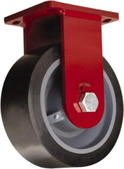 Hamilton - 12" Diam x 4" Wide x 15-1/2" OAH Top Plate Mount Rigid Caster - Polyurethane Mold on Forged Steel, 7,800 Lb Capacity, Tapered Roller Bearing, 6-1/2 x 7-1/2" Plate - A1 Tooling