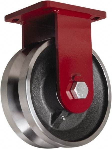 Hamilton - 10" Diam x 3" Wide, Iron Rigid Caster - 4,500 Lb Capacity, Top Plate Mount, 6-1/2" x 7-1/2" Plate, Tapered Roller Bearing - A1 Tooling