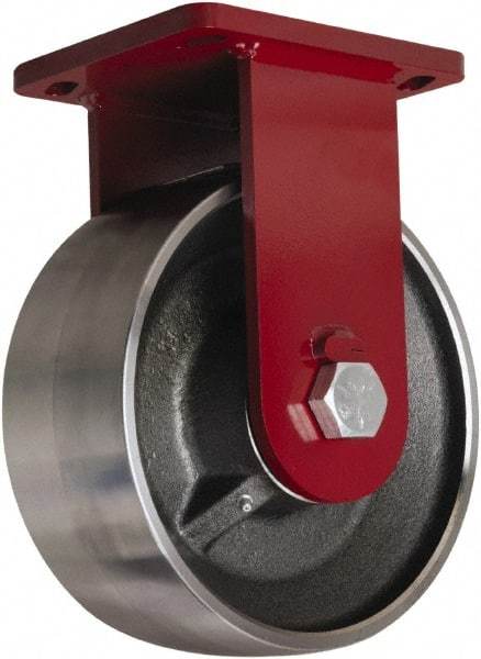 Hamilton - 10" Diam x 3" Wide x 12-1/2" OAH Top Plate Mount Rigid Caster - Forged Steel, 6,500 Lb Capacity, Tapered Roller Bearing, 6-1/2 x 7-1/2" Plate - A1 Tooling