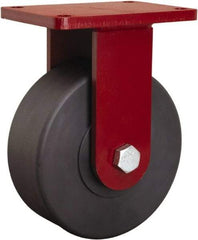 Hamilton - 8" Diam x 3" Wide x 10-1/2" OAH Top Plate Mount Rigid Caster - Nylon, 5,000 Lb Capacity, Sealed Precision Ball Bearing, 5-1/2 x 7-1/2" Plate - A1 Tooling