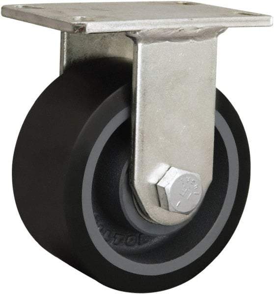 Hamilton - 8" Diam x 2-3/4" Wide, Iron Rigid Caster - 2,500 Lb Capacity, Top Plate Mount, 5-1/4" x 7-1/4" Plate, Tapered Roller Bearing - A1 Tooling