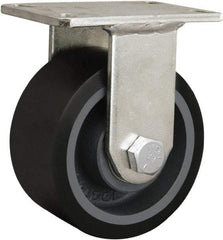 Hamilton - 8" Diam x 2-3/4" Wide, Iron Rigid Caster - 2,500 Lb Capacity, Top Plate Mount, 5-1/4" x 7-1/4" Plate, Tapered Roller Bearing - A1 Tooling